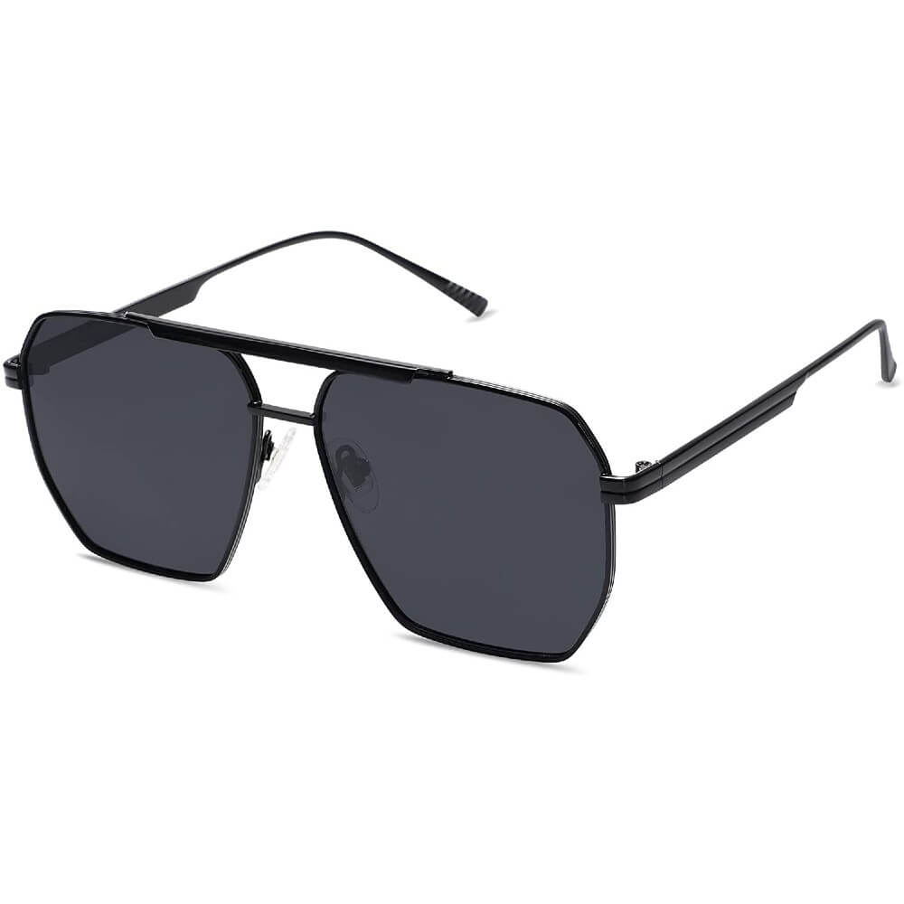 Retro Oversized Square Polarized Sunglasses Vintage Shades UV400 Classic Large Metal Sun Glasses for Women Men - Teddith - US
