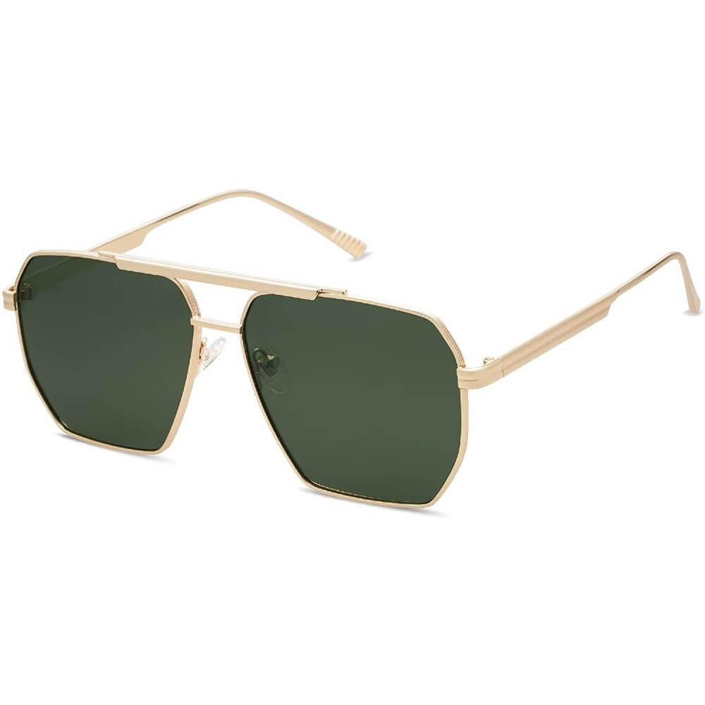 Retro Oversized Square Polarized Sunglasses Vintage Shades UV400 Classic Large Metal Sun Glasses for Women Men - Teddith - US