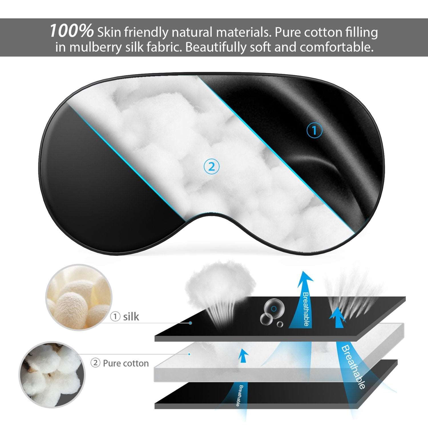 100% Natural Silk Sleep Mask Blindfold Ultra Soft Eye Mask - Teddith - US