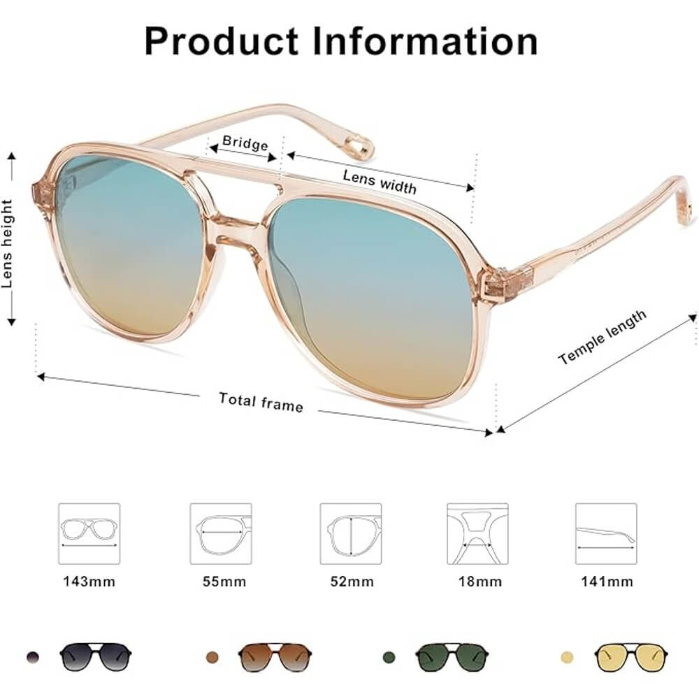 Retro Polarized Aviator Sunglasses for Women Men Classic 70s Vintage Trendy Pilot Frame - Teddith - US