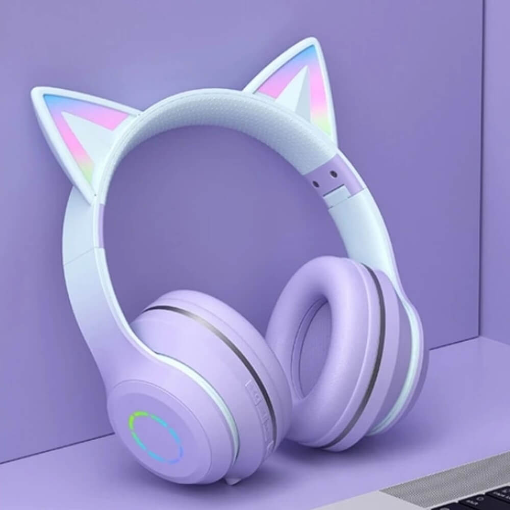 Cat Ear Headphones Noise Canceling Microphone LED Lights Gaming Headset - Teddith - US