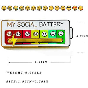 My Social Battery Pin Creative Lapel Slider Pin Fun Enamel Sentiment Pin 7 Days a Week - Teddith - US