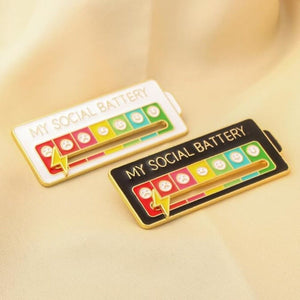 My Social Battery Pin Creative Lapel Slider Pin Fun Enamel Sentiment Pin 7 Days a Week - Teddith - US
