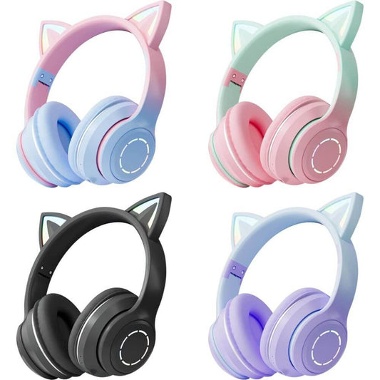 Cat Ear Headphones Noise Canceling Microphone LED Lights Gaming Headset - Teddith - US