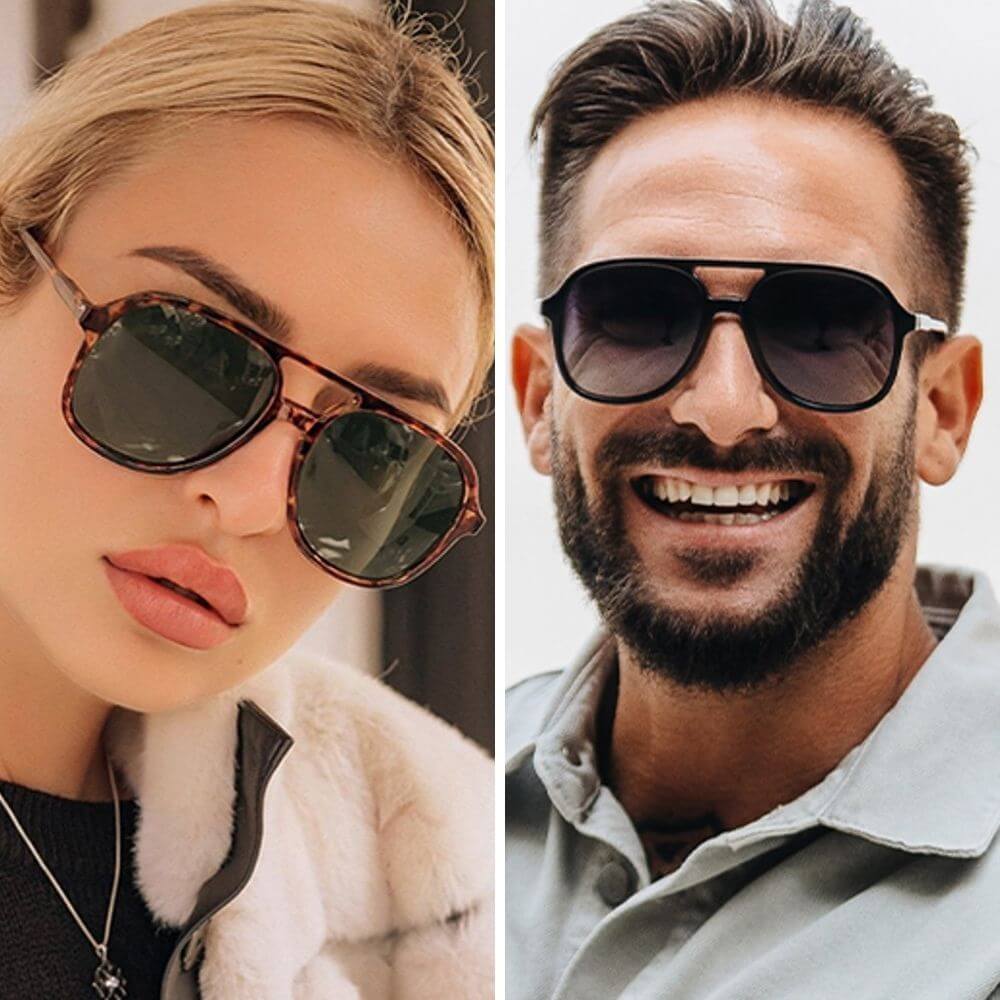 Retro Polarized Aviator Sunglasses for Women Men Classic 70s Vintage Trendy Pilot Frame - Teddith - US