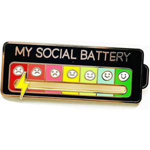 My Social Battery Pin Creative Lapel Slider Pin Fun Enamel Sentiment Pin 7 Days a Week - Teddith - US