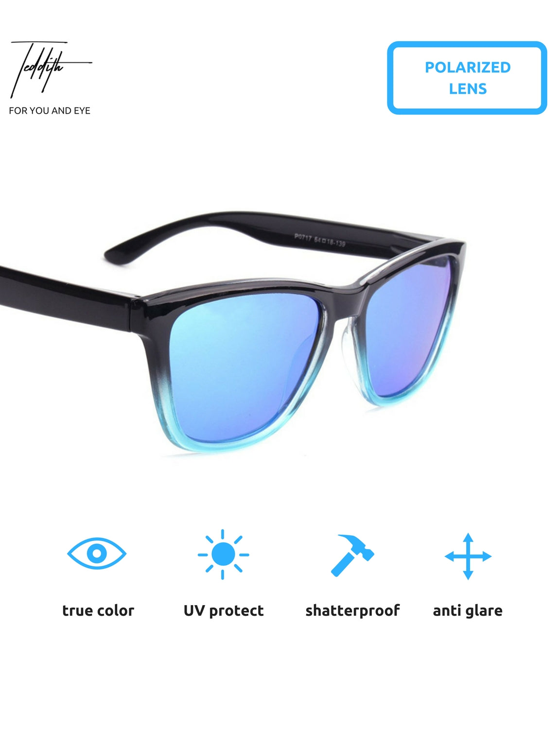 Polarized Sunglasses for Men/Women Gradient Wayfarer Frame - Blue - Teddith - US