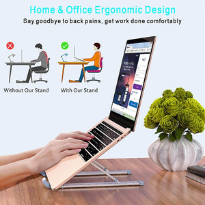 Aluminum Laptop Stand 9 Angles Adjustable Holder Ergonomic Foldable Portable Computer Tablet Stand - Teddith - US