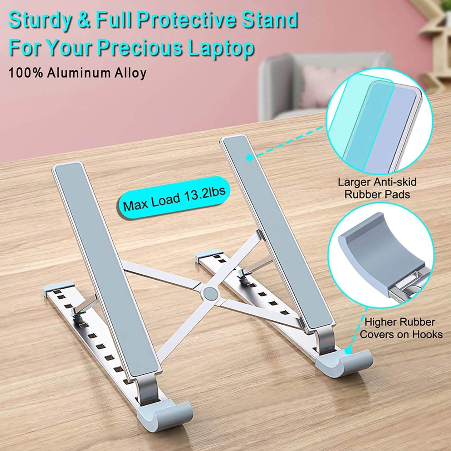 Aluminum Laptop Stand 9 Angles Adjustable Holder Ergonomic Foldable Portable Computer Tablet Stand - Teddith - US