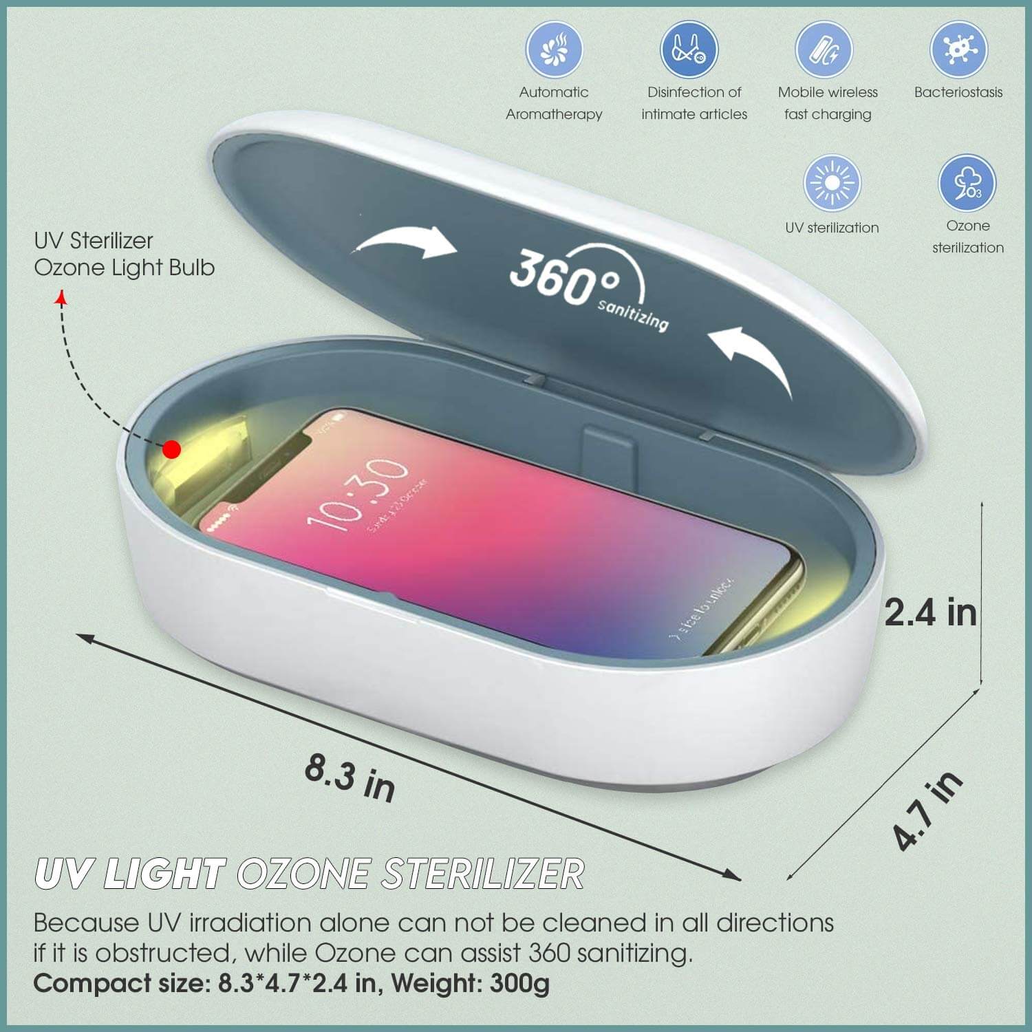 UV Sterilizer Box Ultraviolet Light Bacteria Sanitizer Disinfection Box Wireless Charger - Teddith - US
