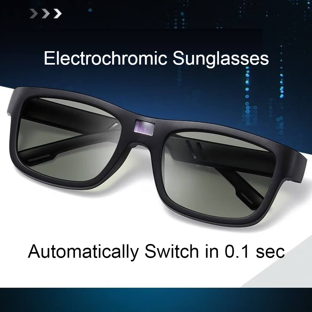 Electrochromic Polarized Sunglasses Automatically Tint UV Blocking Lenses Square Frame - Teddith - US