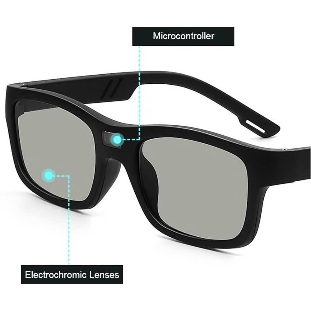 Electrochromic Polarized Sunglasses Automatically Tint UV Blocking Lenses Square Frame - Teddith - US