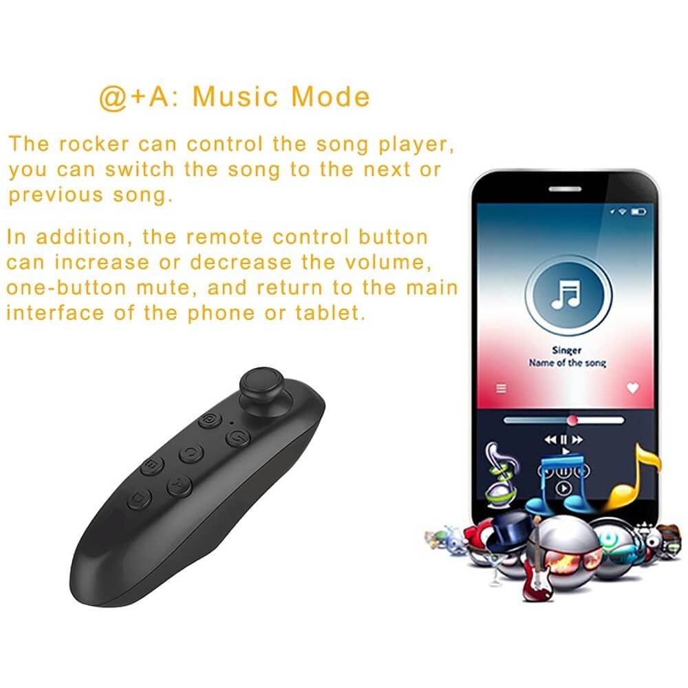 VR Remote Controller Bluetooth Gamepad Control Video Game Selfie E-Book Nook Page Mouse Virtual Reality Headset PC Tablet Laptop iPhone Smart Phone - Teddith - US