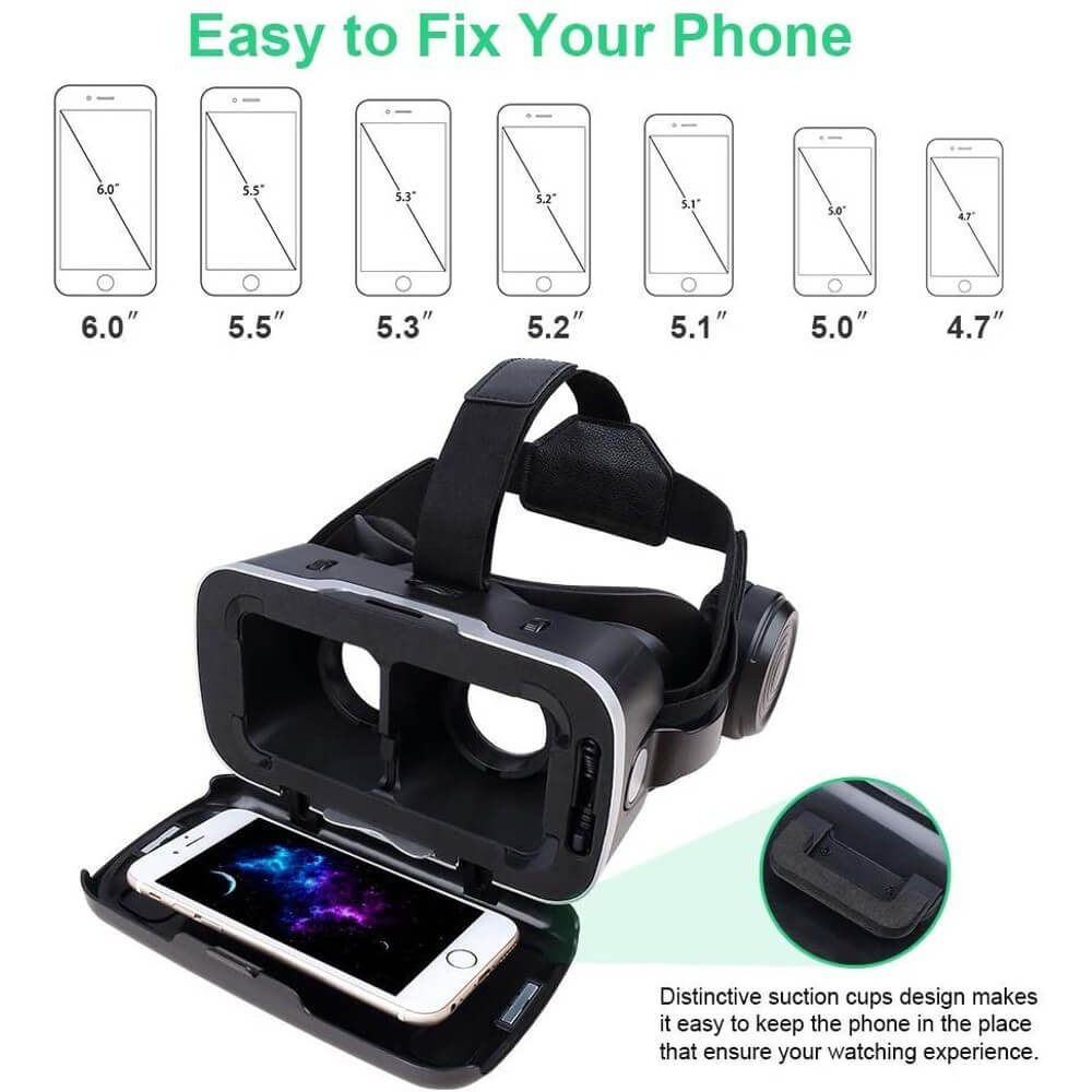 VR Headset with Remote Control 3D Glasses Virtual Reality Headset for Metaverse VR Games 3D Movies iPhone and Android - Teddith - US