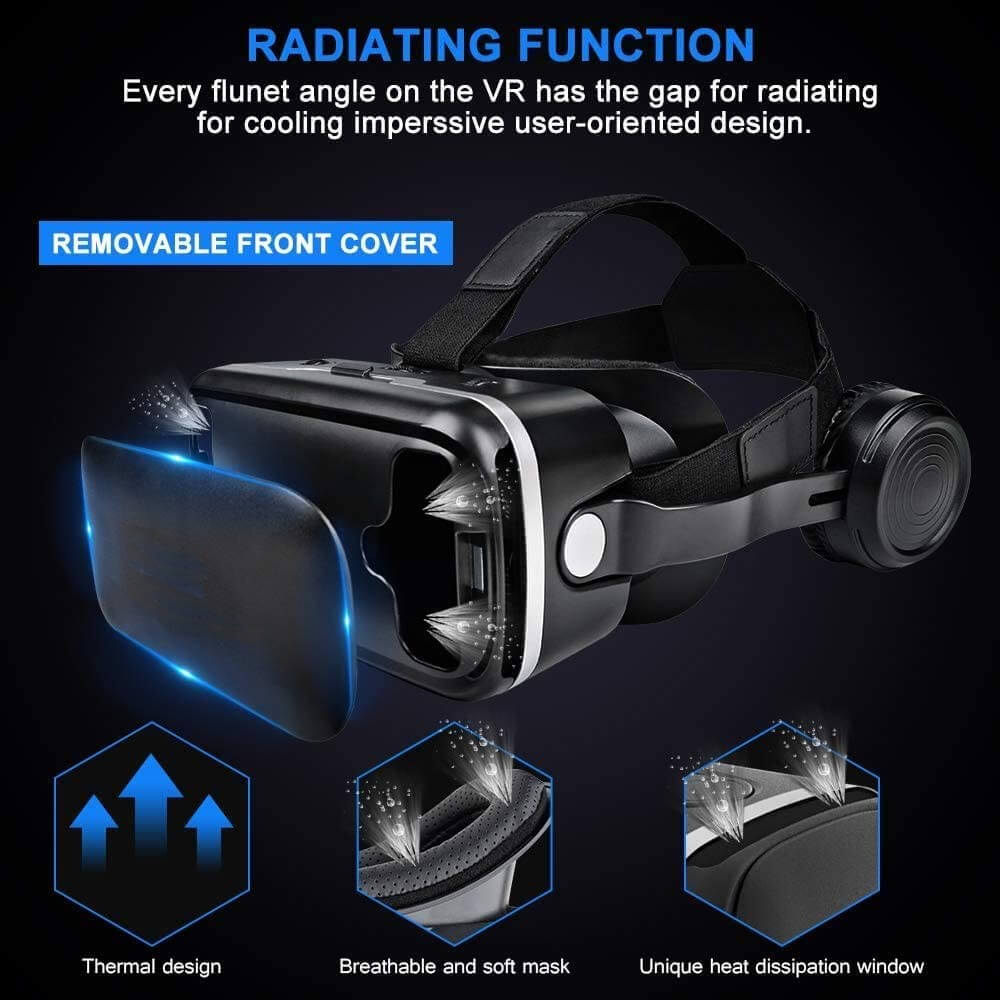 VR Headset with Remote Control 3D Glasses Virtual Reality Headset for Metaverse VR Games 3D Movies iPhone and Android - Teddith - US