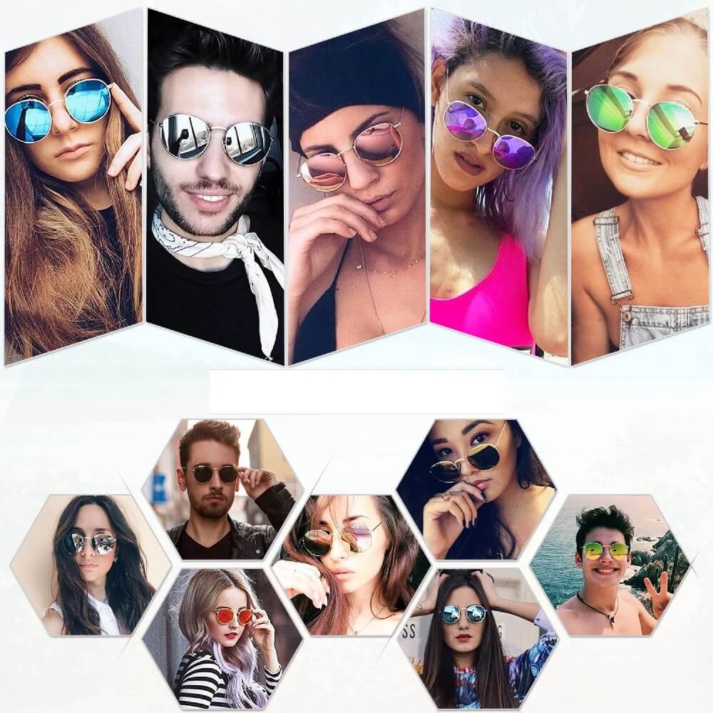 Small Round Polarized Sunglasses Classic Vintage Retro Shades for Women Men - Teddith - US