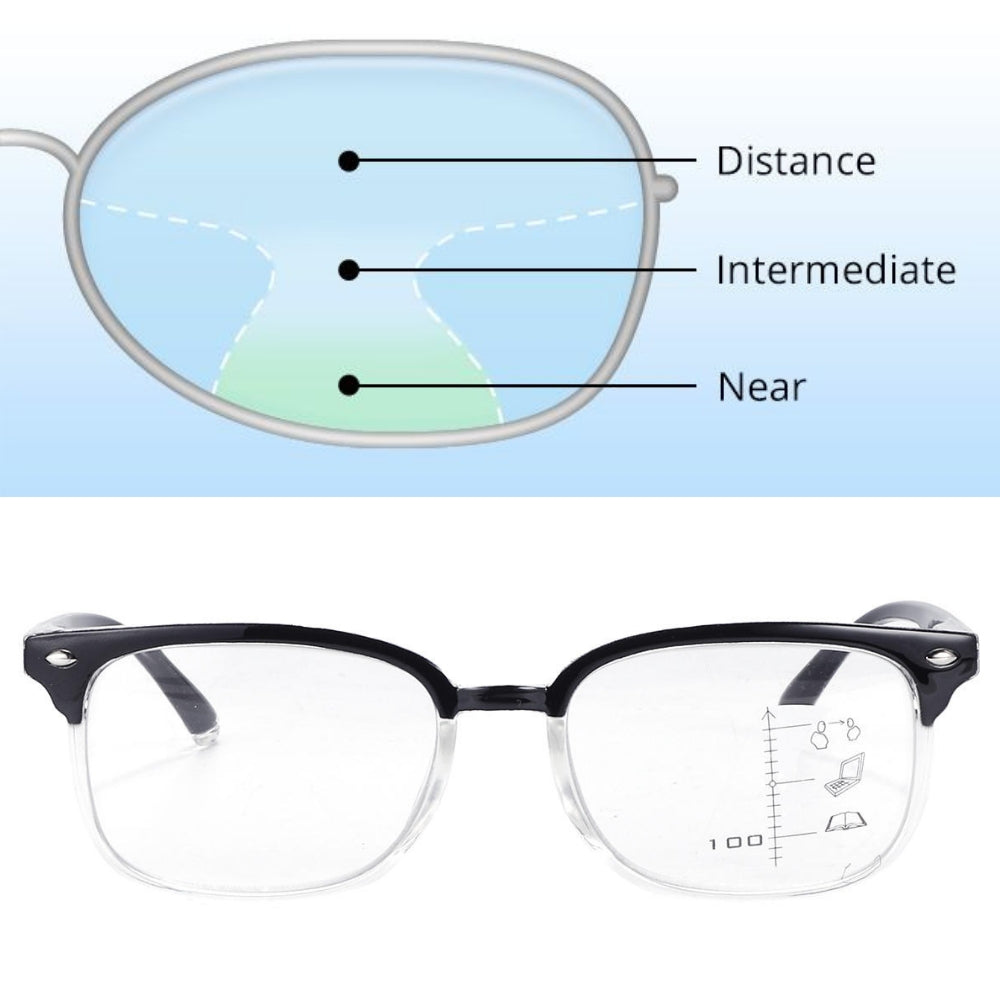 Blue Light Blocking Progressive Multifocal Reading Glasses - B/Clear - Teddith - US
