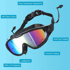 Swim Goggles with Ear Plugs UV Protection No Leaking Anti Fog Lens Swimming Glasses - Teddith - US