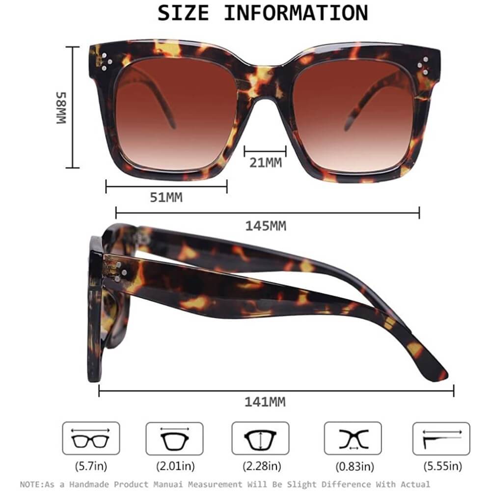 Women's Oversized Sunglasses Luxury Square Classic Retro Style - Alex - Teddith - US