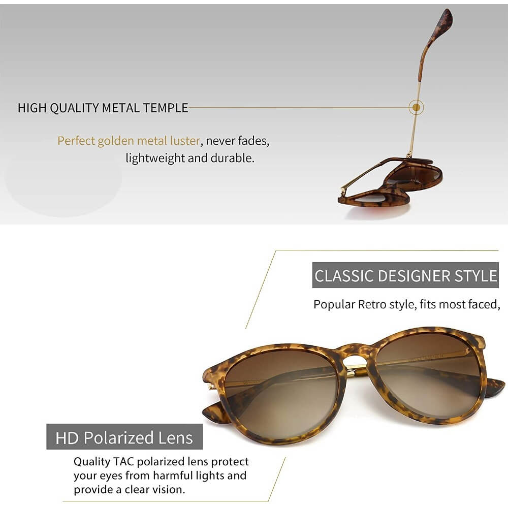 Polarized Sunglasses for Women Vintage Retro Round Frame - Maggie - Teddith - US