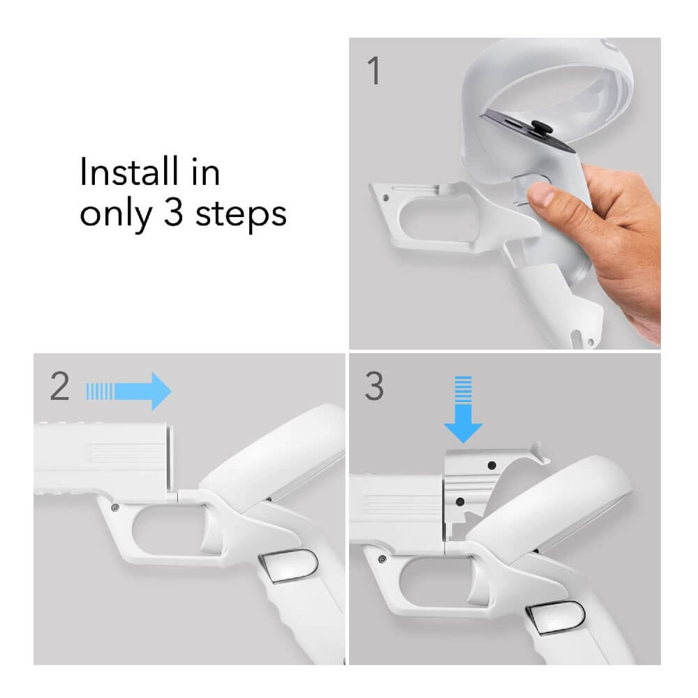 VR Game Gun for Oculus Quest 2 Enhanced Gaming Experience Controllers Pistol Case Compatible with Pistol Whip VR Games - Teddith - US