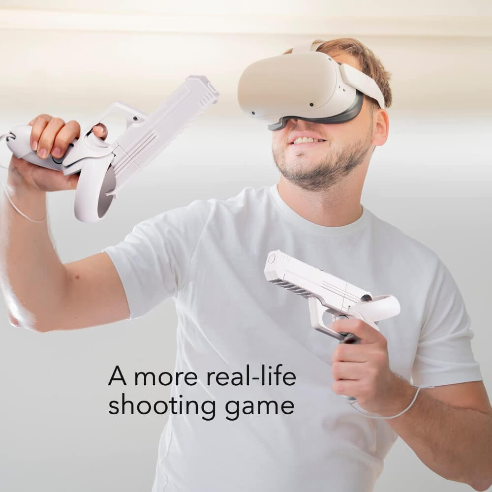 VR Game Gun for Oculus Quest 2 Enhanced Gaming Experience Controllers Pistol Case Compatible with Pistol Whip VR Games - Teddith - US