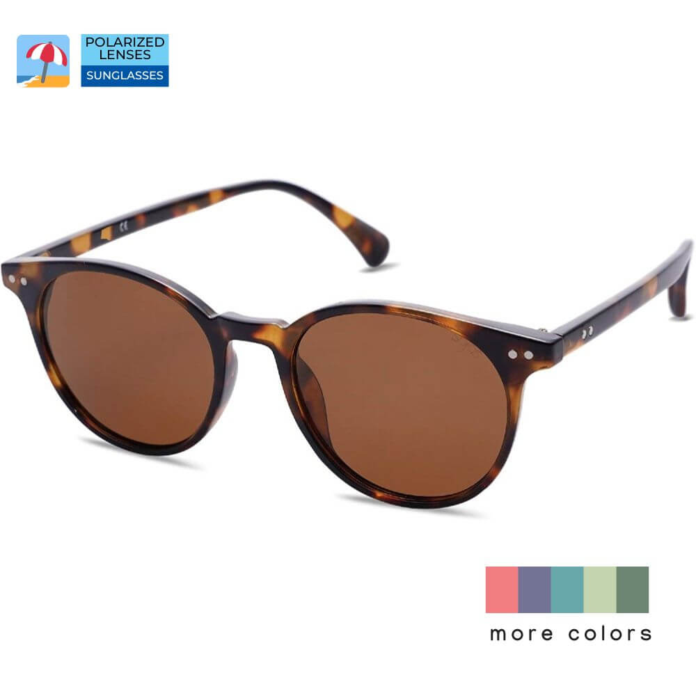 Small Round Classic Polarized Sunglasses Vintage Style UV400 Lens for Women Men - Hazel - Teddith - US
