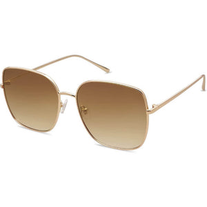 Trendy Oversized Square Metal Frame Sunglasses Flat Mirrored Lens UV Protection for Women Men - Nala - Teddith - US