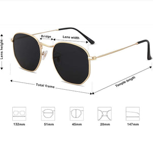 Hipster Hexagonal Polarized Sunglasses Geometric Square Metal Frame - Teddith - US