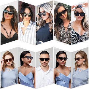 Vintage Cateye Polarized Women Sunglasses Trendy Oversized Frame - Teddith - US