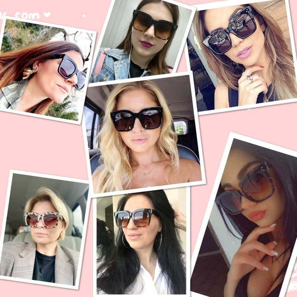 Women's Oversized Sunglasses Luxury Square Classic Retro Style - Alex - Teddith - US