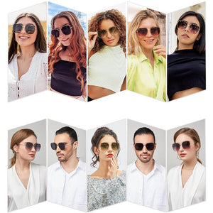 Trendy Oversized Square Metal Frame Sunglasses Flat Mirrored Lens UV Protection for Women Men - Nala - Teddith - US