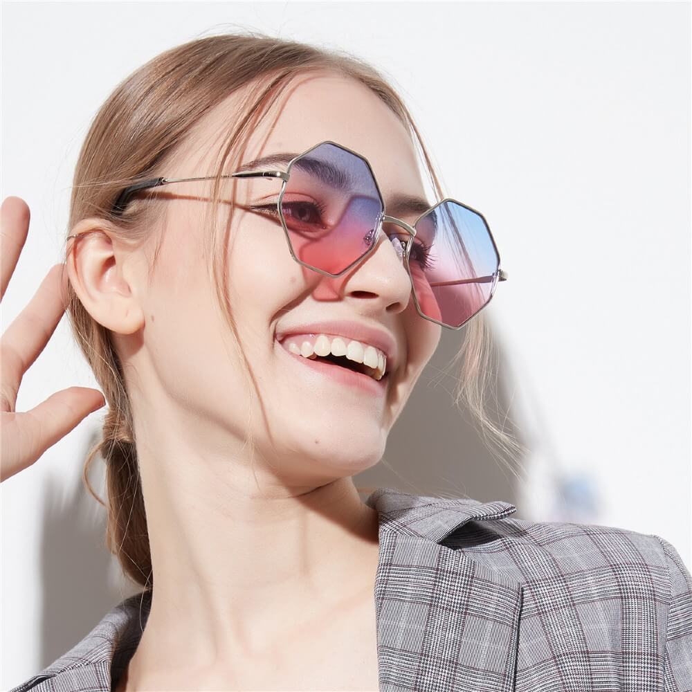 Sunglasses for Women Polygon UV400 Lenses Shades - Teddith - US