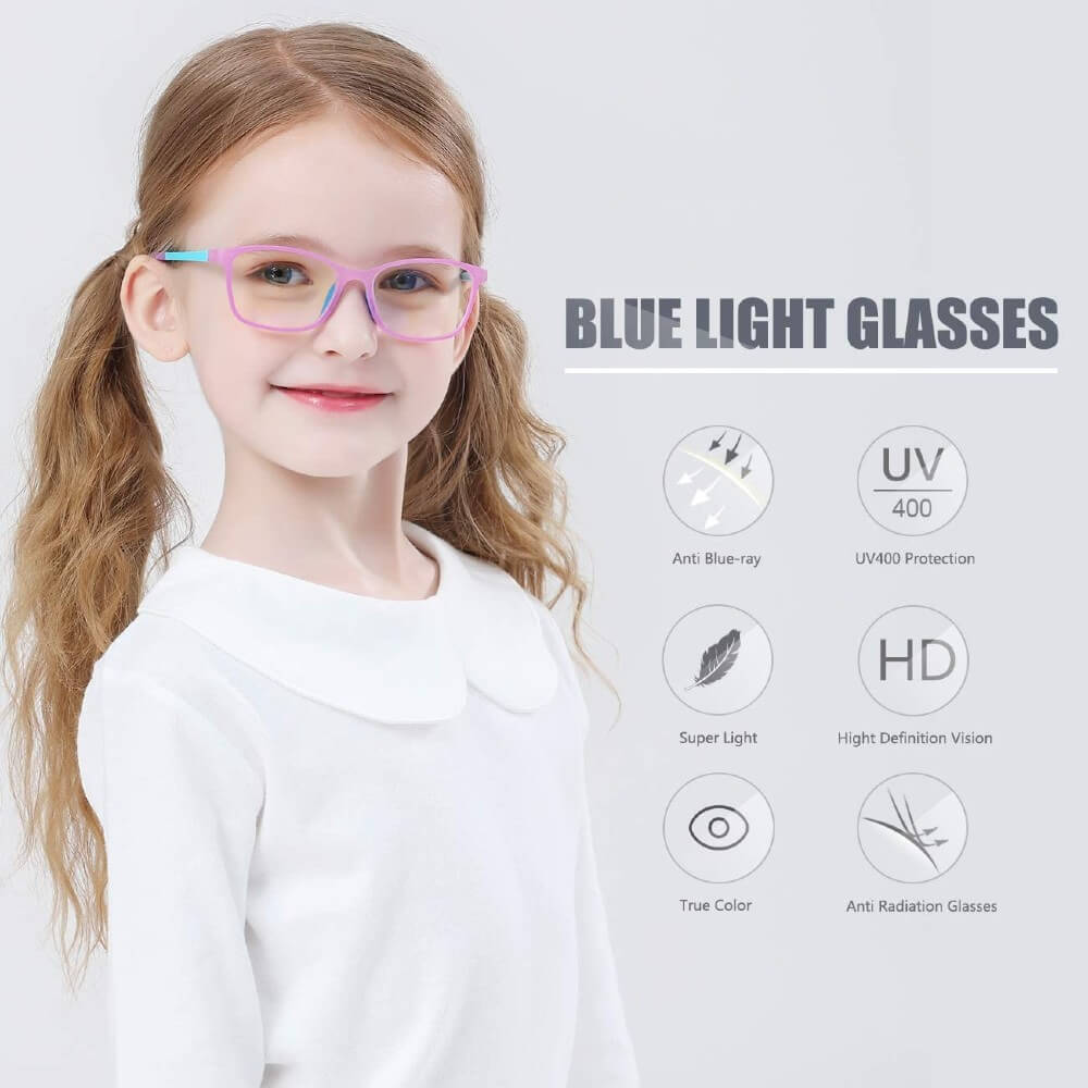 Blue Light Blocking Computer Screen Reading Glasses for Kids Ages [3-9] - Malik - Teddith - US