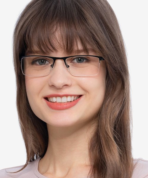Blue Light Glasses for Computer Anti Glare Half Rim Rectangle Frame - Teddith - US