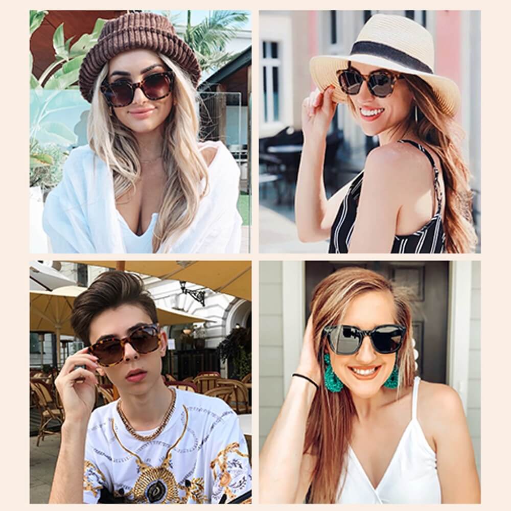Classic Square Polarized Sunglasses Retro Trendy UV400 Sunnies for Women Men - June - Teddith - US