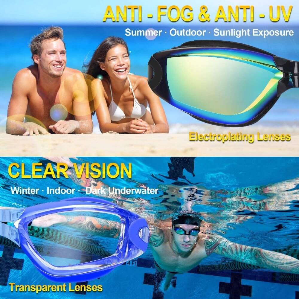 Swim Goggles No Leaking Anti Fog UV Protection Swimming Goggles for Women and Men - Teddith - US