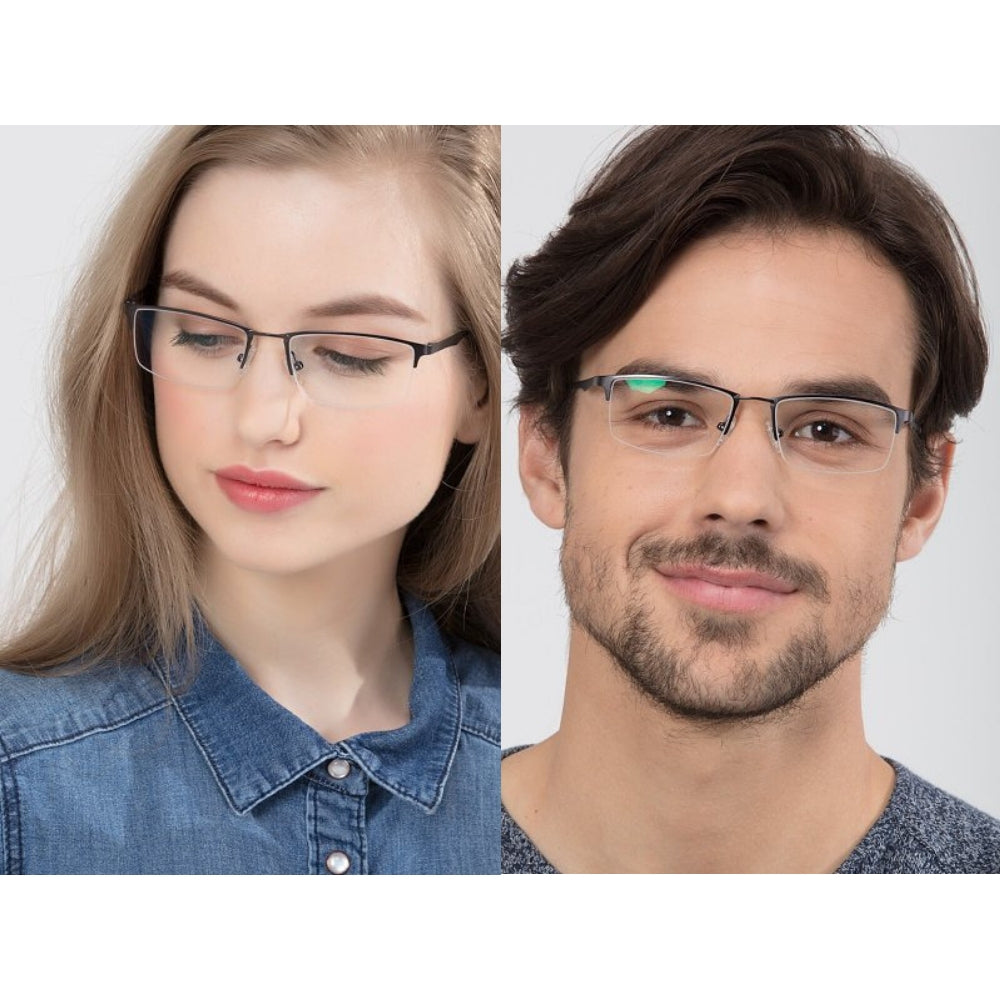 Blue Light Glasses for Computer Anti Glare Half Rim Rectangle Frame - Teddith - US