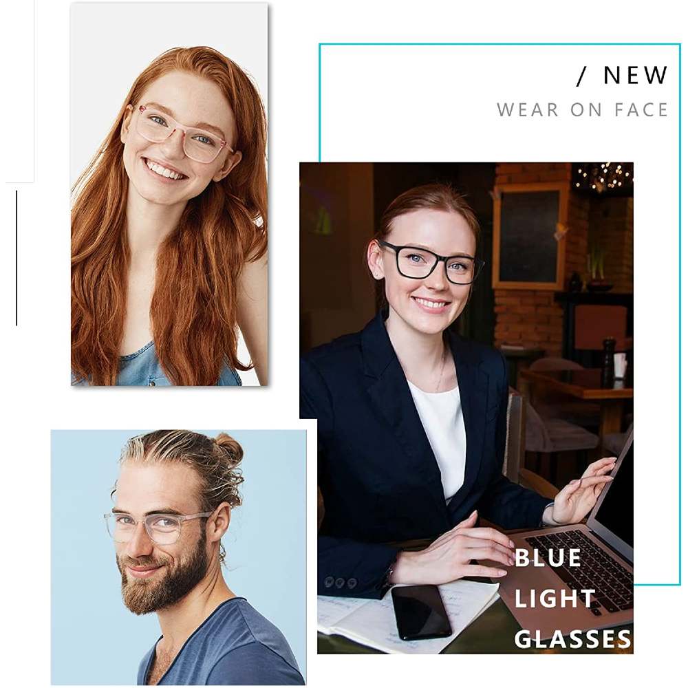Blue Light Blocking Glasses for Computer Gaming Square Frame - Jones - Teddith - US