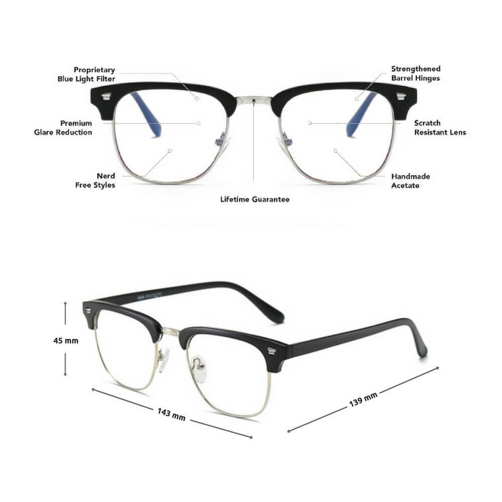 Blue Light Blocking Glasses - Clubmaster (2 Pack) - Teddith - US