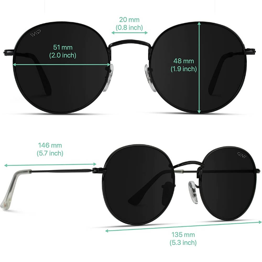 Small Round Polarized Sunglasses Classic Vintage Retro Shades for Women Men - Teddith - US