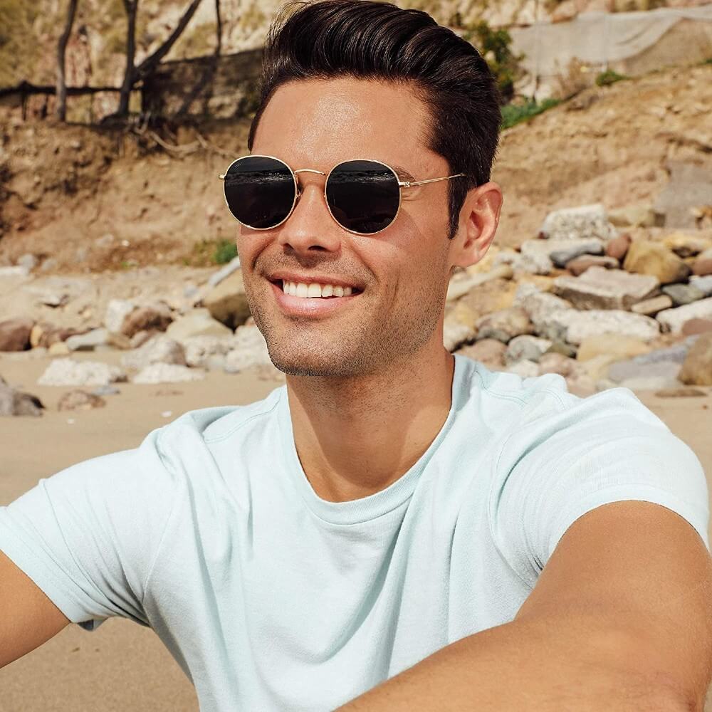 Small Round Polarized Sunglasses Classic Vintage Retro Shades for Women Men - Teddith - US
