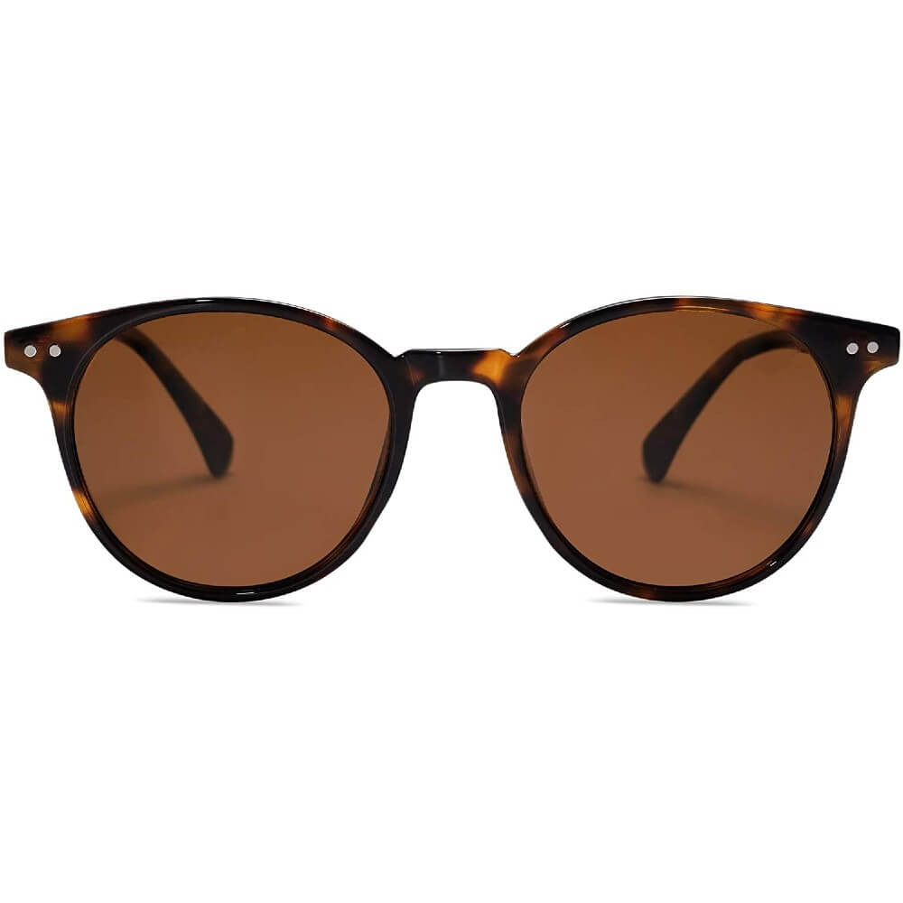Small Round Classic Polarized Sunglasses Vintage Style UV400 Lens for Women Men - Hazel - Teddith - US