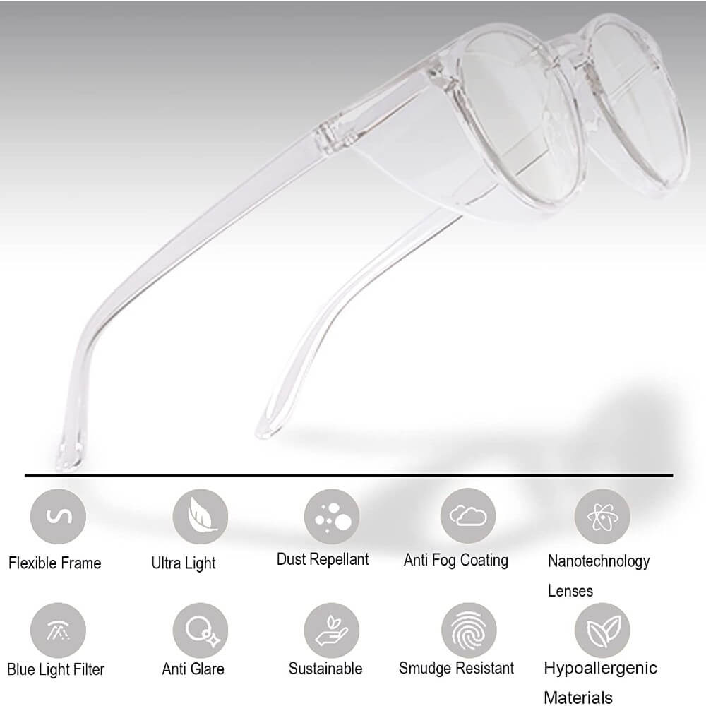 Stylish Safety Goggles Anti-Fog Blue Light Blocking Anti-Dust UV Protection Glasses - Teddith - US
