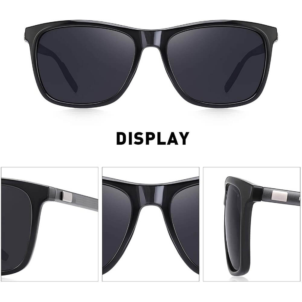 Polarized Aluminum Sunglasses Vintage Square Frame Sun Glasses For Men/Women - Hershey - Teddith - US