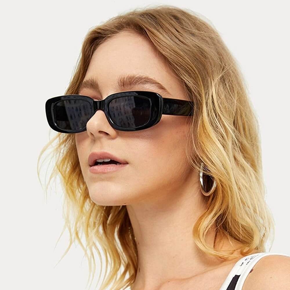 Rectangle Sunglasses Retro Driving Glasses 90s Vintage Fashion Narrow Square Frame - Jessie - Teddith - US