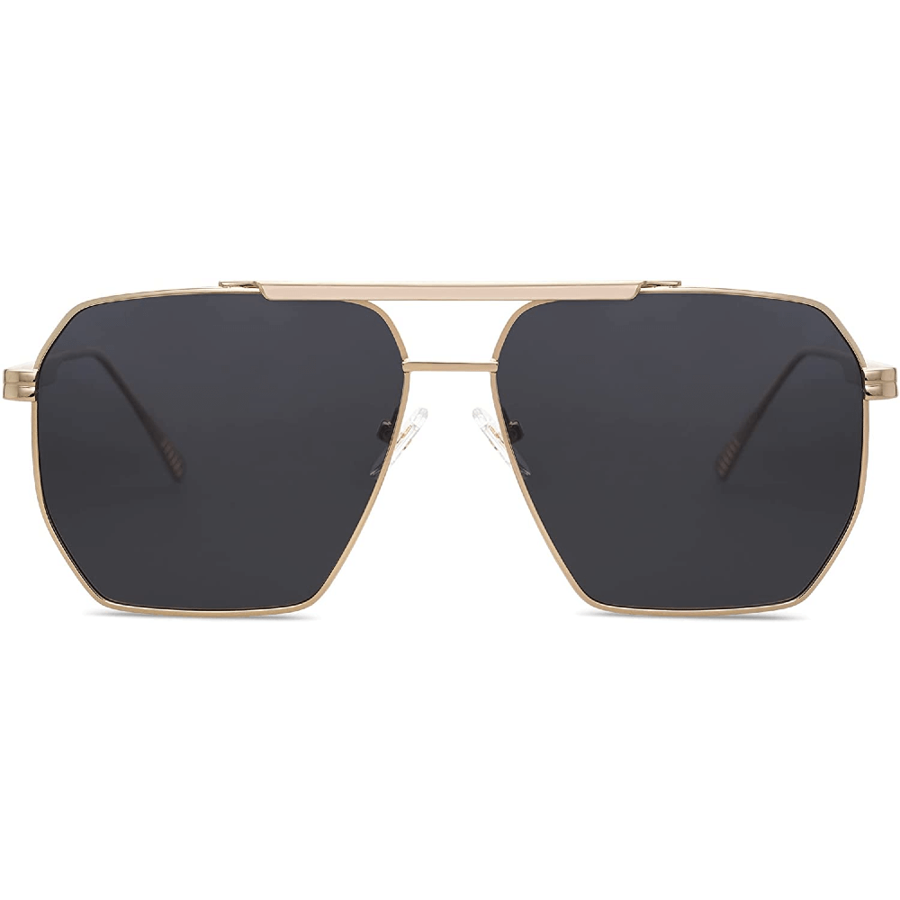 Retro Oversized Square Polarized Sunglasses Vintage Shades UV400 Classic Large Metal Sun Glasses for Women Men - Teddith - US