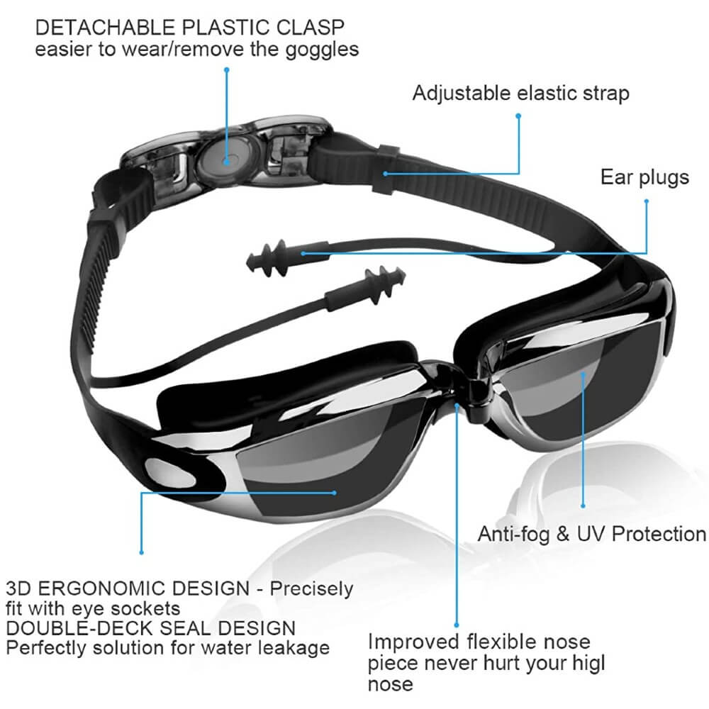 Swim Goggles No Leaking Anti Fog UV Protection Swimming Goggles for Women and Men - Teddith - US